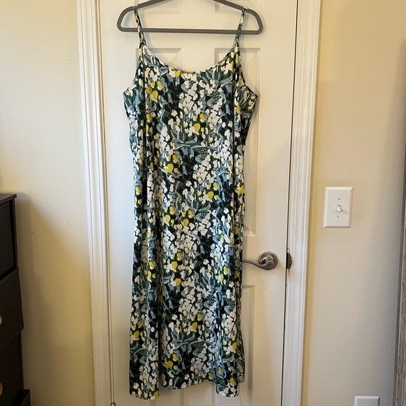 Eloquii Satin Slip Dress Midi Length with Slits | Size: 14 - Picture 2 of 4